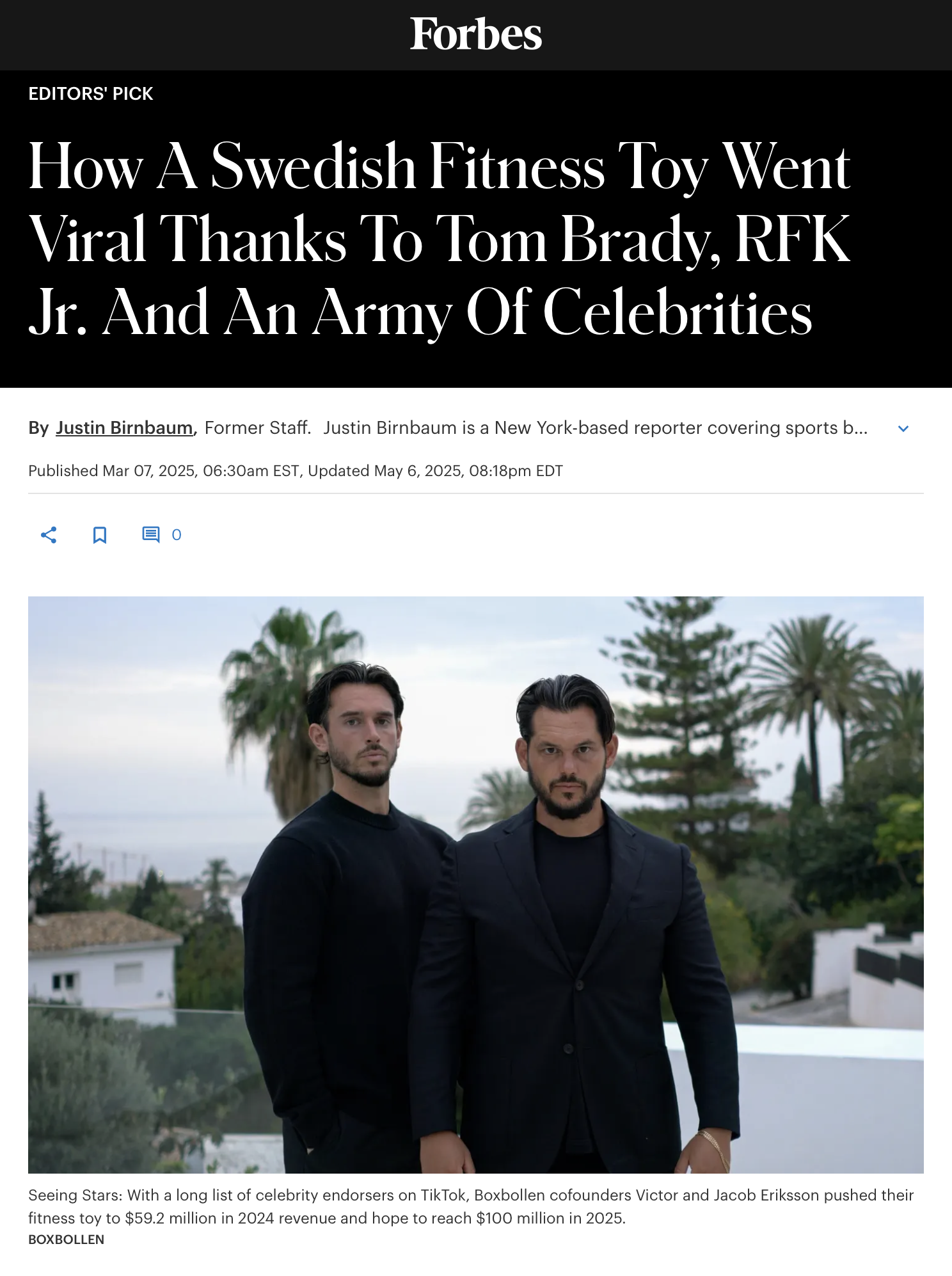 Forbes — How A Swedish Fitness Toy Went Viral Thanks To Tom Brady, RFK Jr. And An Army Of Celebrities