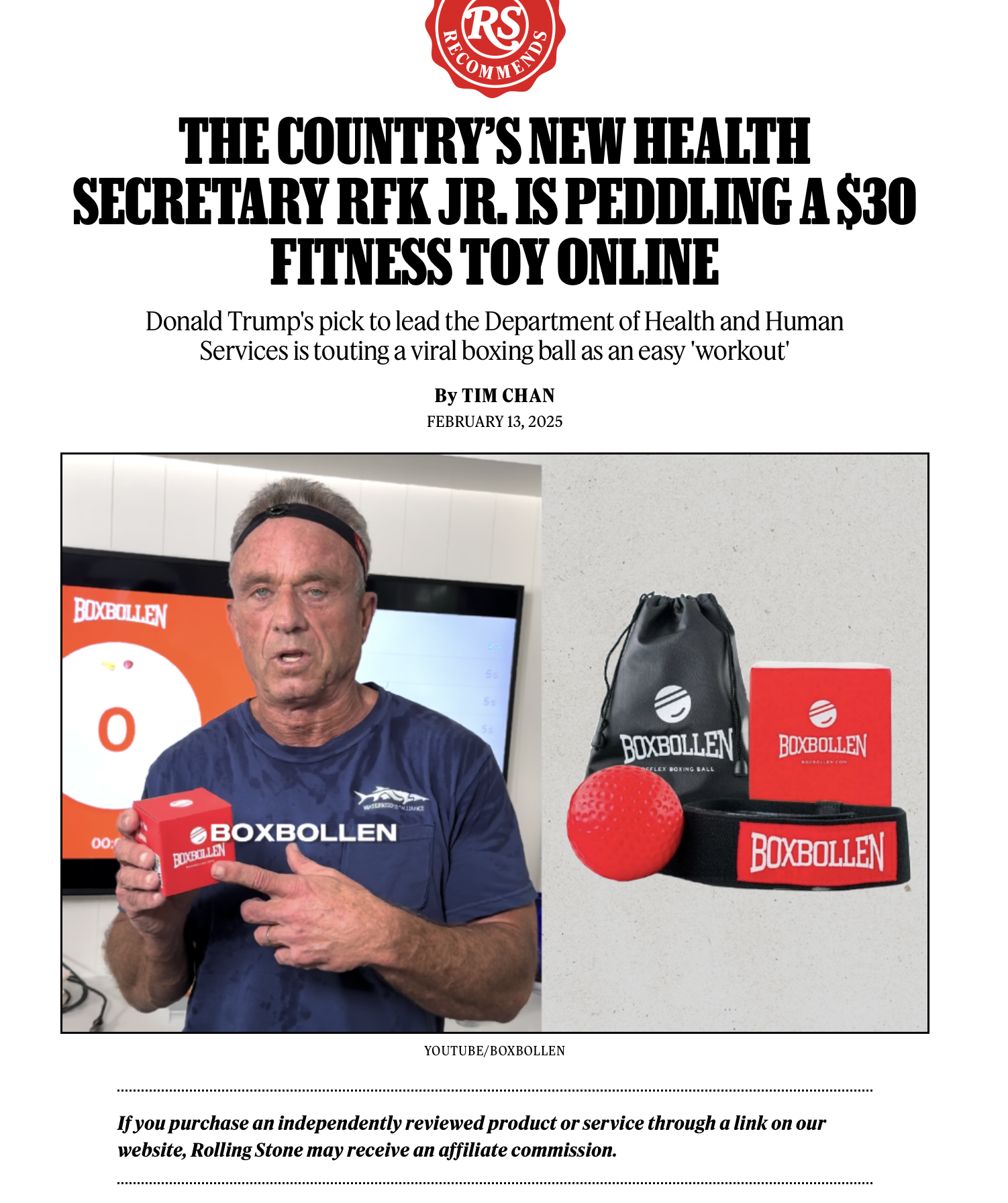 Rolling Stone — The Country's New Health Secretary RFK Jr. Is Peddling A $30 Fitness Toy Online