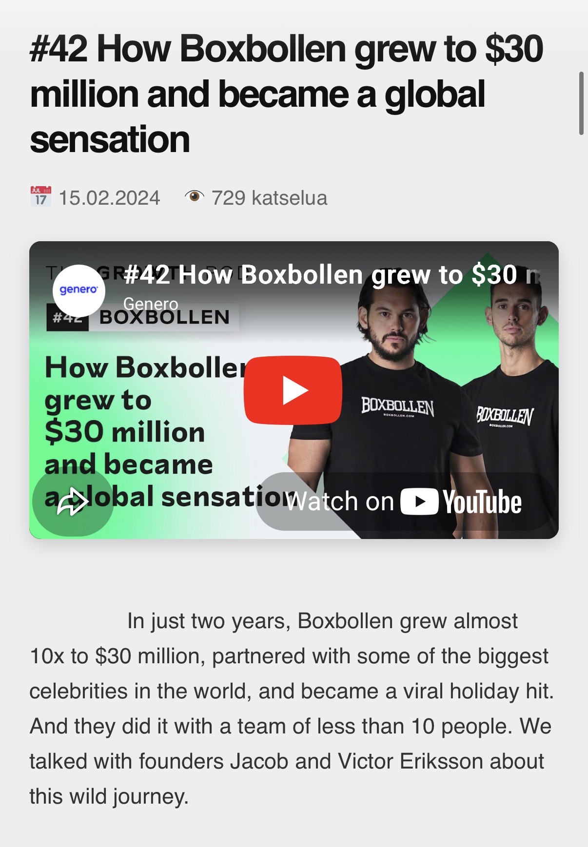 Genero — How Boxbollen grew to $30 million and became a global sensation